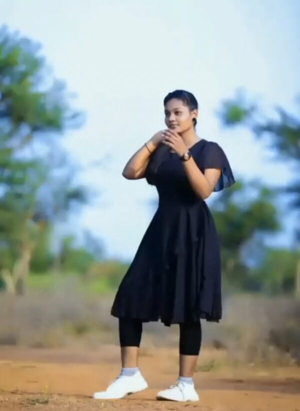 Women Black Solid Knee Length, Fit And Flare & A-line Georgette Dress