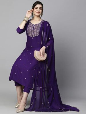 Embroidery Neck Design Kurti Set