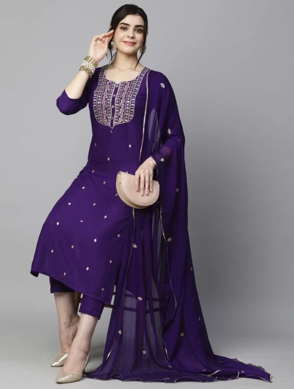Embroidery Neck Design Kurti Set