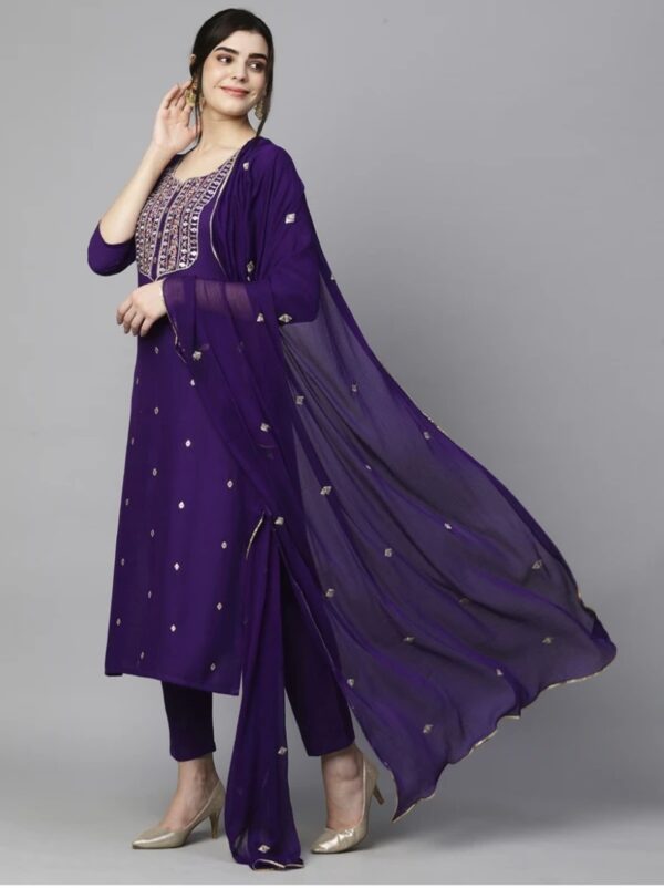 Embroidery Neck Design Kurti Set