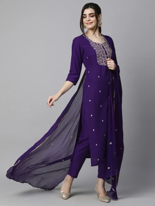 Embroidery Neck Design Kurti Set