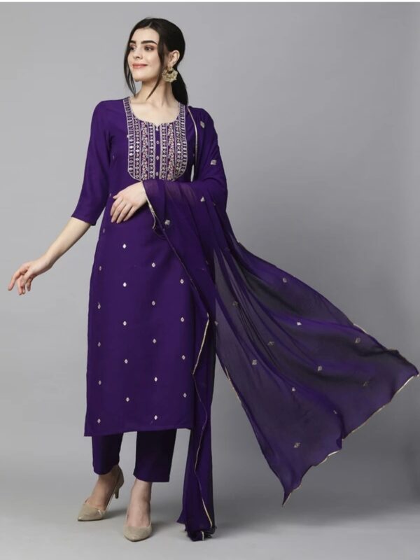 Embroidery Neck Design Kurti Set