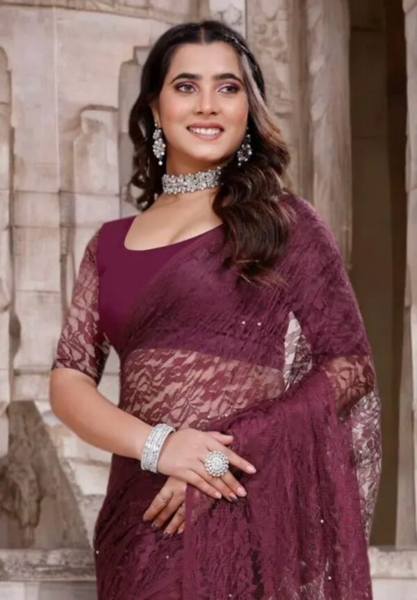 Net Embroidery Saree